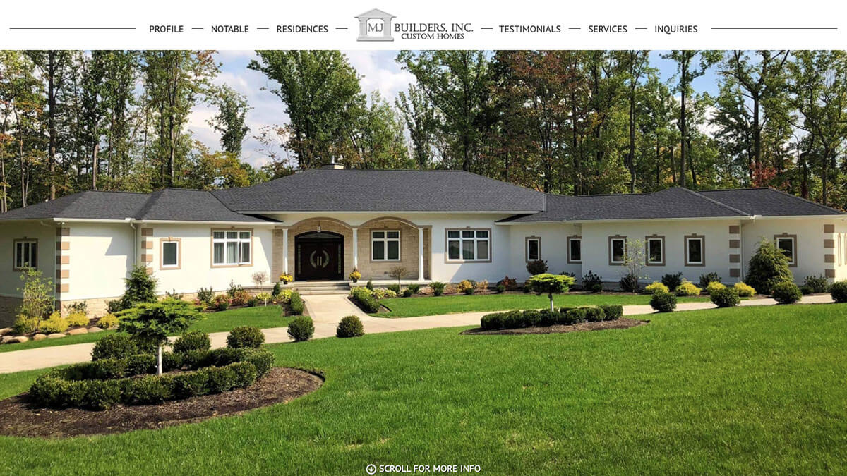 Screenshot of the MJ Builders, Inc. website